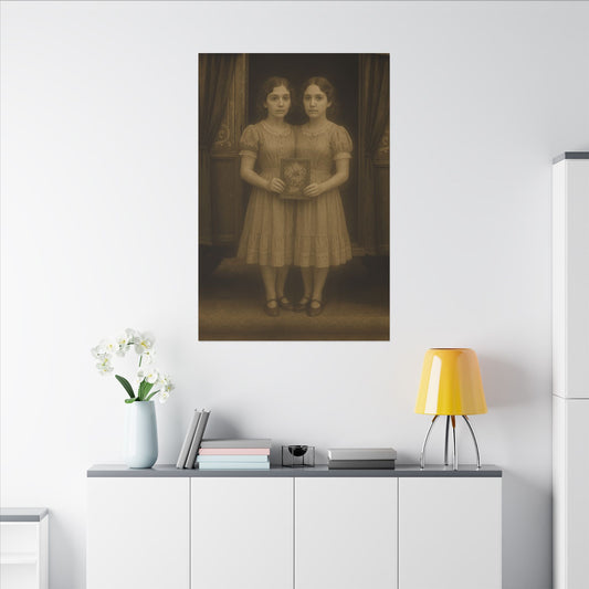 Conjoined Twins – Matte Canvas Print (Gallery-Wrapped) 0.75" – Vintage Circus-Inspired Canvas Wall Art