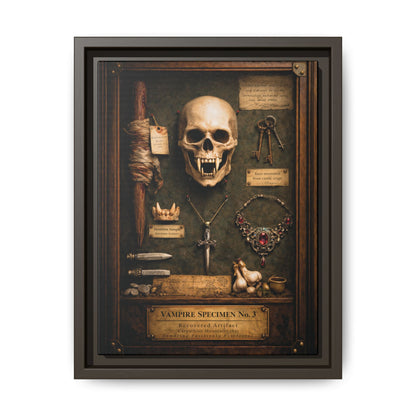 Framed Canvas Art – Vampire Specimen No. 3 | Gothic Vampire Wall Decor | Dark Academia Curiosity Cabinet Art