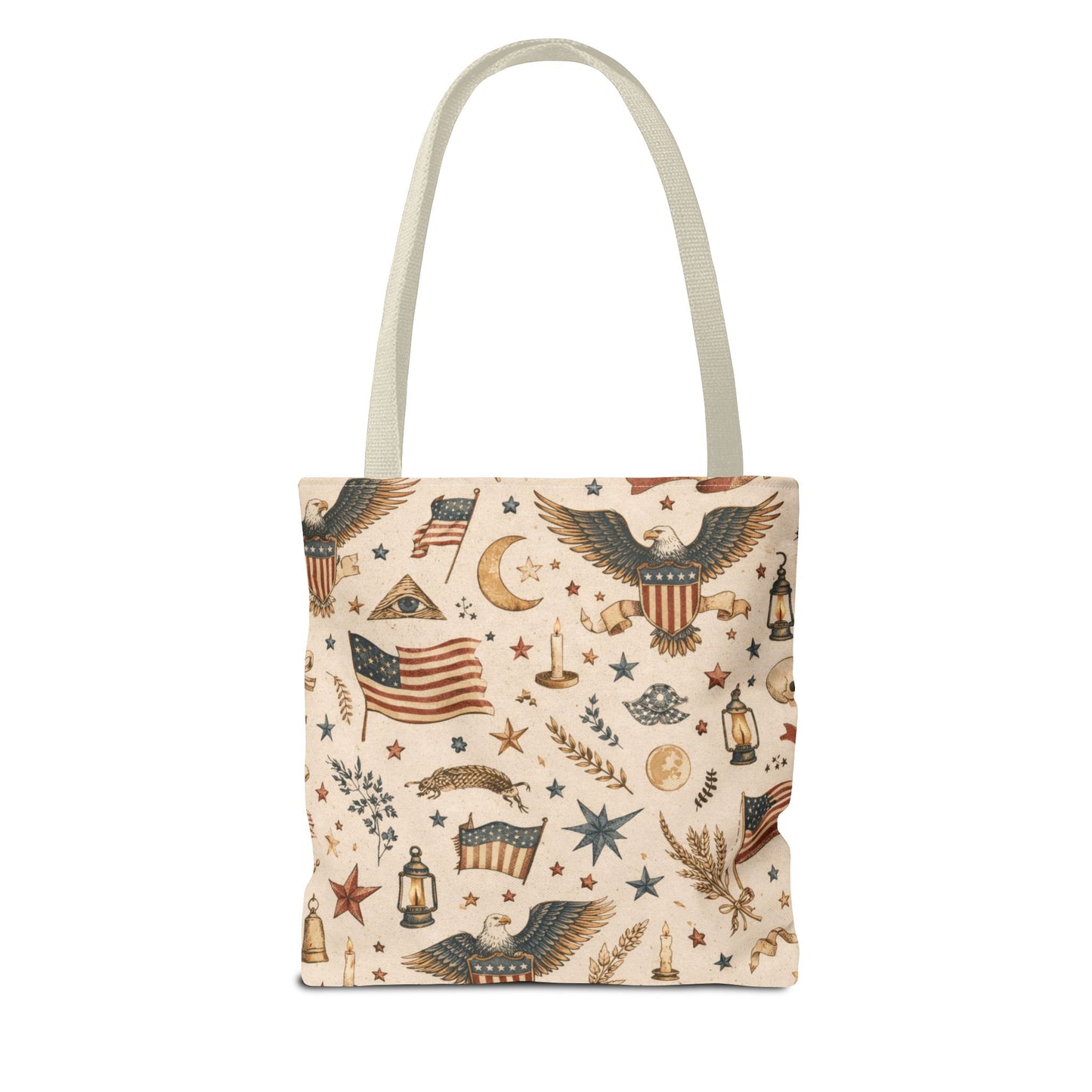 Americana Symbol Styled Canvas Tote Bag
