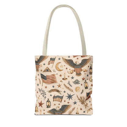 Americana Symbol Styled Canvas Tote Bag