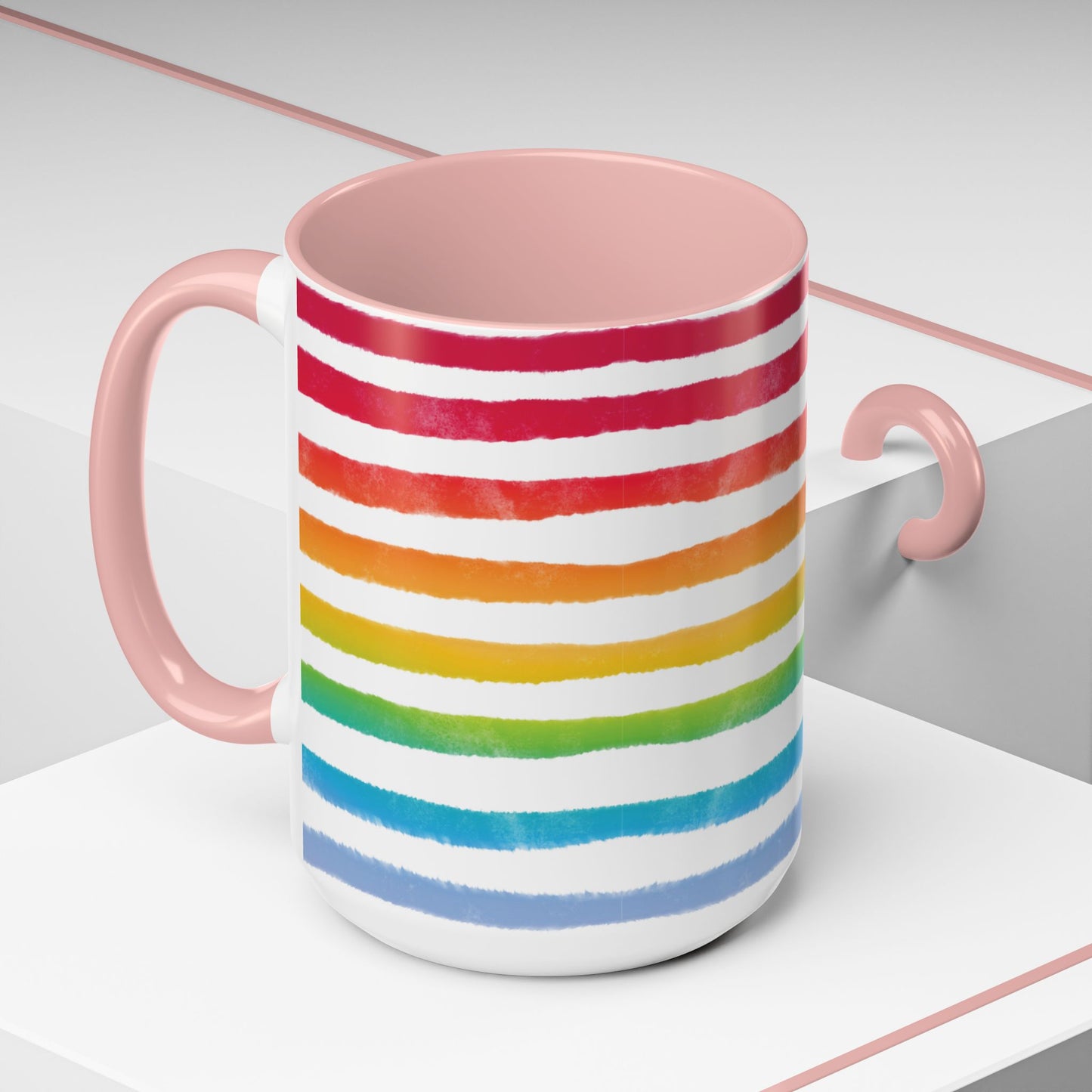 🌈 Bold Rainbow Stripes Pride Mug | 11oz/15oz | Purple Accent