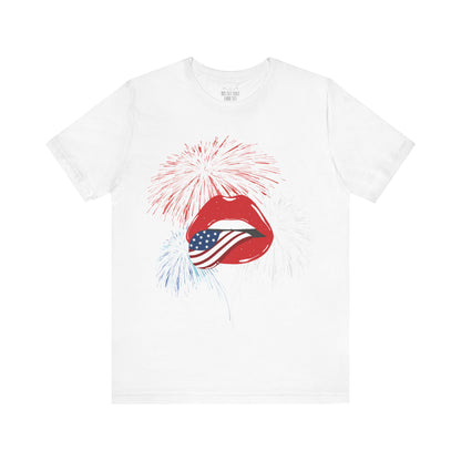 American Flag Lips Tee – Unisex Bella + Canvas Jersey Tee - 4th of July