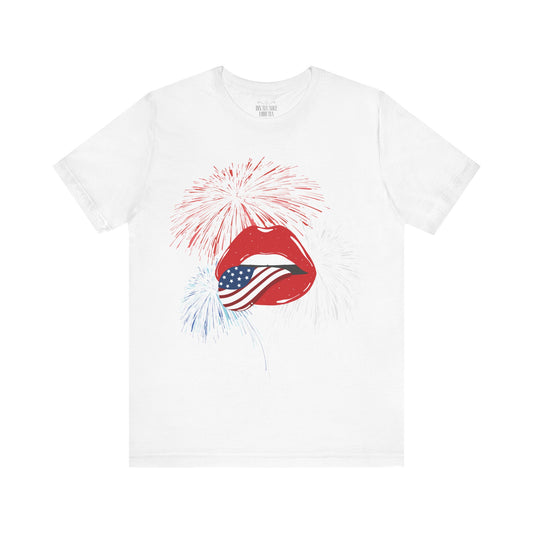 American Flag Lips Tee – Unisex Bella + Canvas Jersey Tee - 4th of July