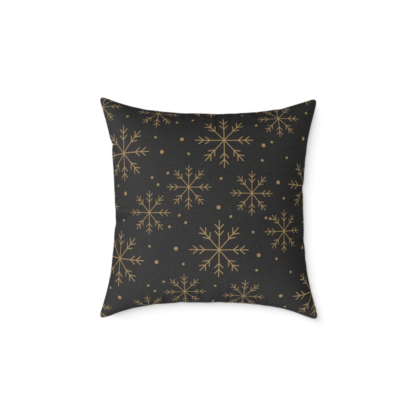 Black & Gold Gift Box Throw Pillow – Charcoal Present & Snowflake Canvas Cushion