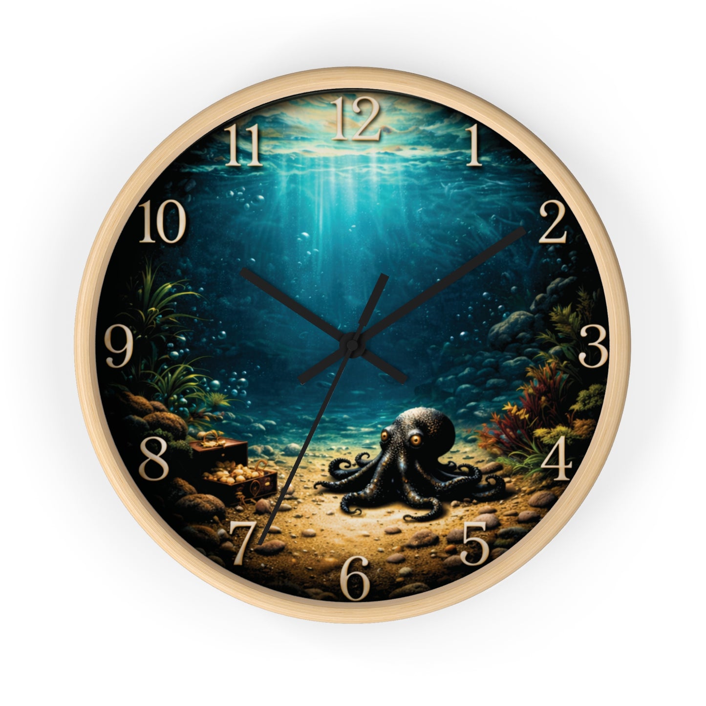 Octopus Ocean Wall Clock – Deep Sea Nautical 10" Decor