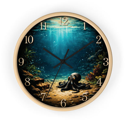 Octopus Ocean Wall Clock – Deep Sea Nautical 10" Decor