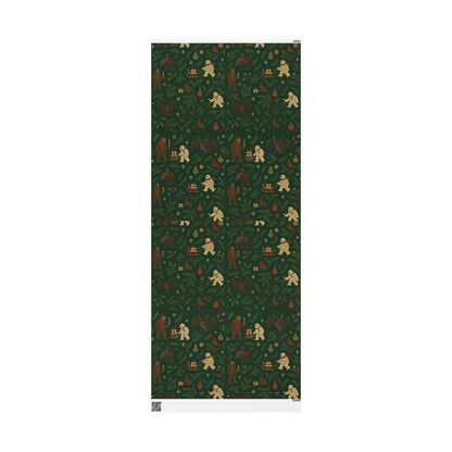 Cryptid Christmas Parade – Luxury Holiday Wrapping Paper, Folk-Art Bigfoot & Mothman Gift Wrap, 30" Roll (Matte/Gloss)
