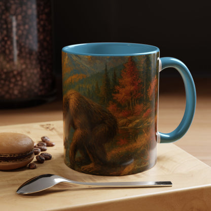 Bigfoot River Scene Mug | Autumn Wilderness Accent Coffee Mug (11oz/15oz)