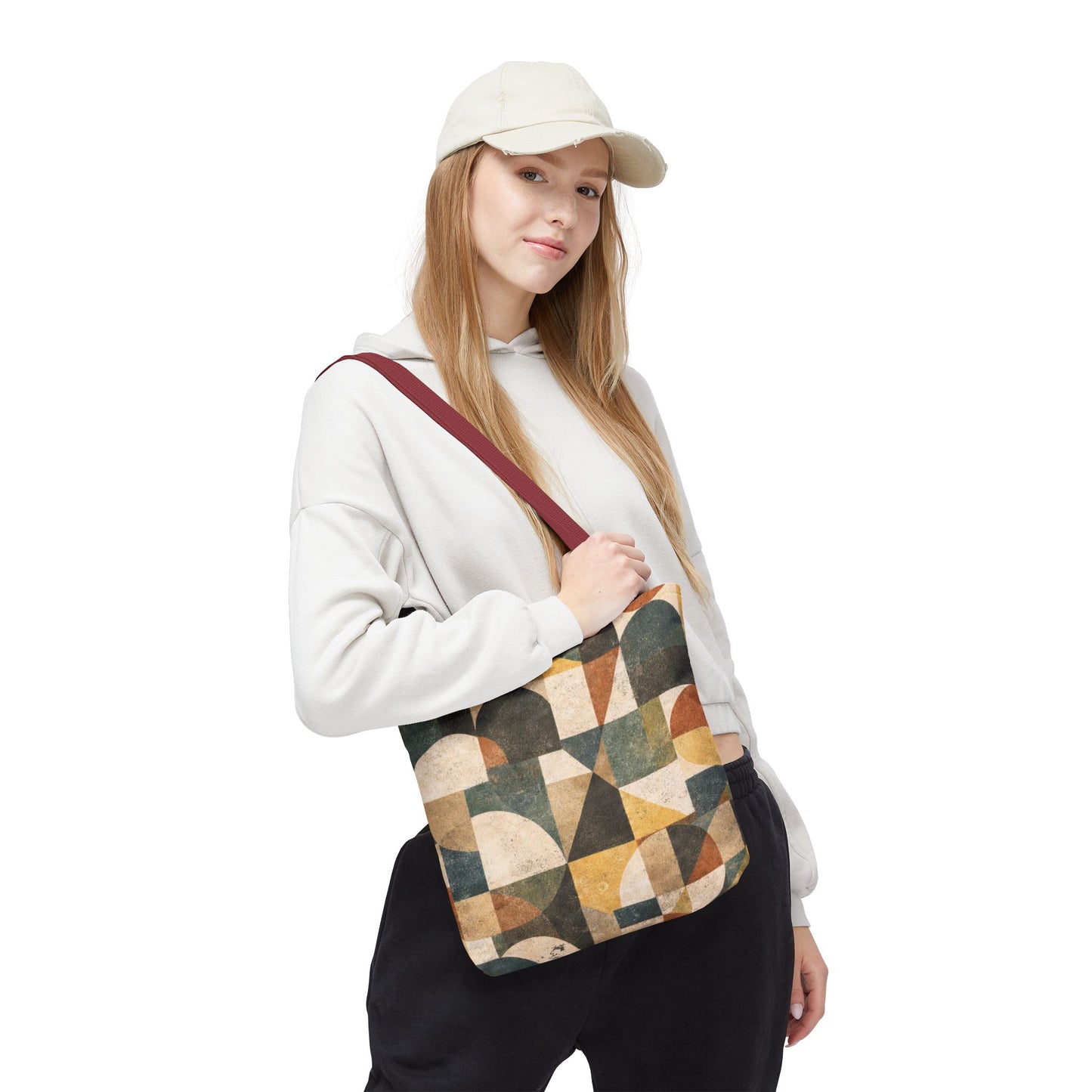 Mid-Century Geometric Canvas Tote Bag