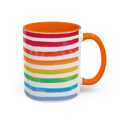 🌈 Bold Rainbow Stripes Pride Mug | 11oz/15oz | Purple Accent