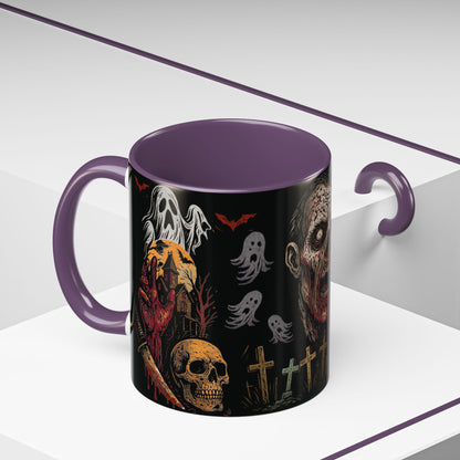 Horror Coffee Mug – Zombie Graveyard Halloween Design – 11oz & 15oz Ceramic – Creepy Goth Kitchen Decor