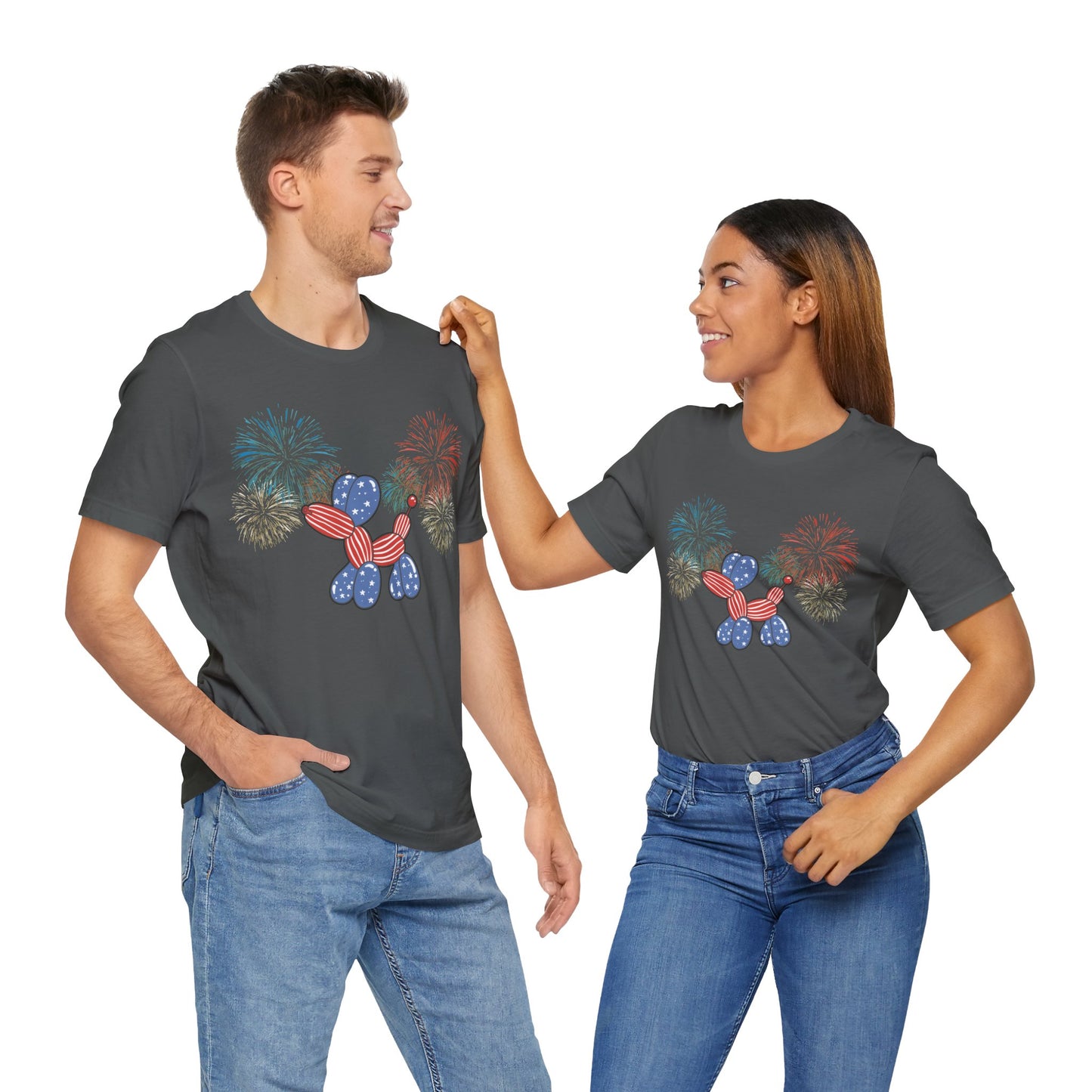 Patriotic Balloon Animal Tee, Fourth of July Shirt, Independence Day Apparel, Fireworks Unisex T-shirt, Bella + Canvas