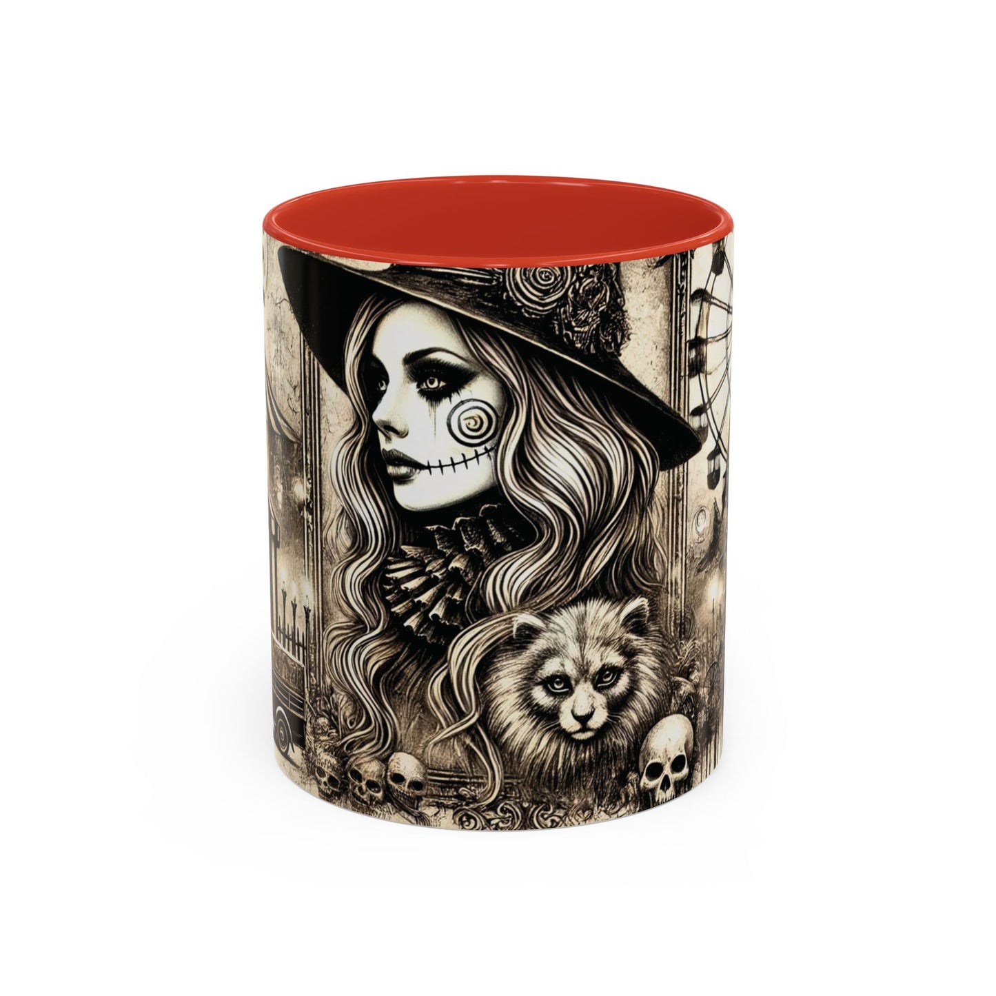 Creepy Circus Witch Mug | Vintage Halloween Accent Coffee Mug (11oz/15oz)