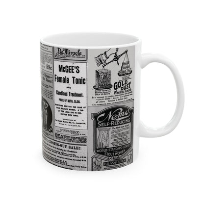 Occult Americana Coffee Tea Mug | 1800s Vintage Newspaper Ad Collage Ceramic Mug - 11oz and 15oz