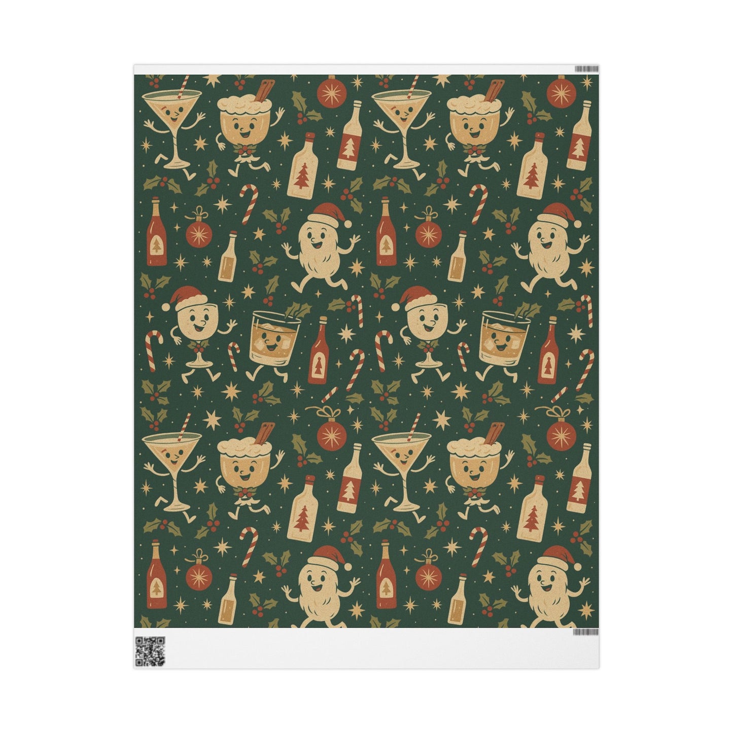 Vintage Holiday Drinks – Luxury Wrapping Paper, Retro Bar-Cart Gift Wrap, 30" Roll (Matte/Gloss)