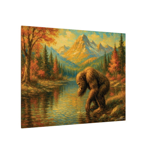 Bigfoot Lake Canvas Print – Autumn Mountain Landscape, Boutique Fine Art Style, Horizontal Nature Wall Art