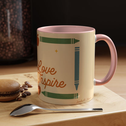 Teach Love Inspire Color Accent Mug (11oz/15oz) – Teacher Gift • Back to School • Durable Ceramic, Dishwasher & Microwave Safe