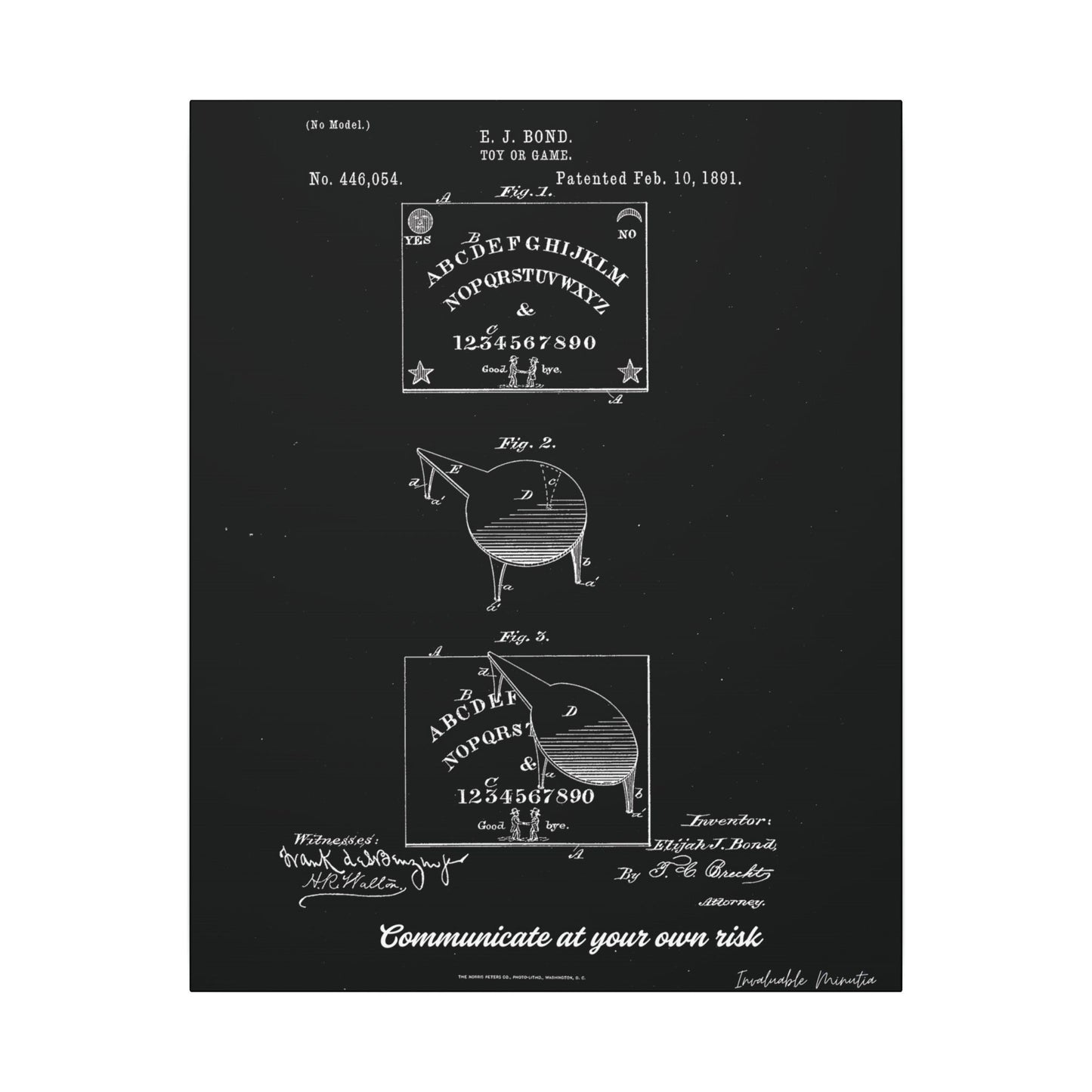 Ouija Board Patent Print (1891) – Gothic Spirit Board Canvas Wall Art