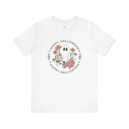 Happy Halloween Floral Ghost Tee – Bella+Canvas 3001