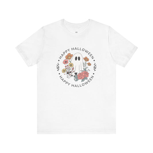Happy Halloween Floral Ghost Tee – Bella+Canvas 3001