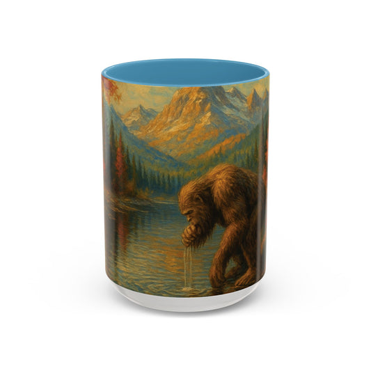Bigfoot River Scene Mug | Autumn Wilderness Accent Coffee Mug (11oz/15oz)