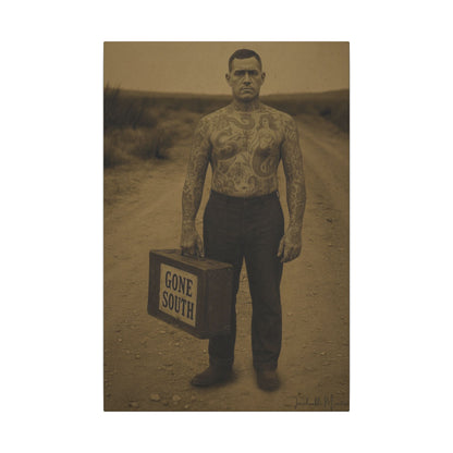 The Tattooed Man – Matte Canvas Print (Gallery-Wrapped) 0.75" – Vintage Circus-Inspired Canvas Wall Art