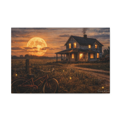 Moonlit Country House Landscape Matte Canvas Print 1.25"