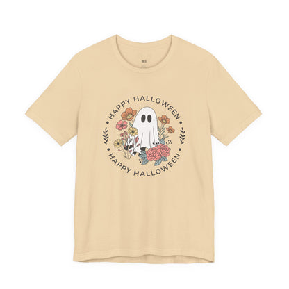 Happy Halloween Floral Ghost Tee – Bella+Canvas 3001