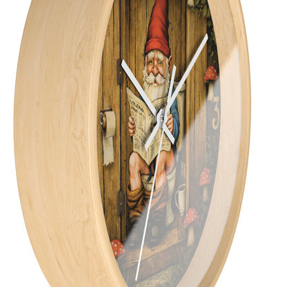 Funny Gnome Toilet Wall Clock – “Occupied” Bathroom Decor 10"