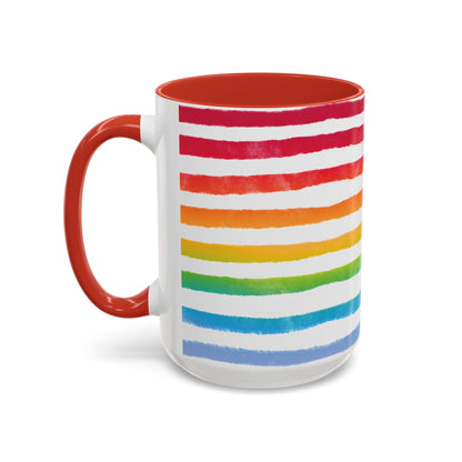 🌈 Bold Rainbow Stripes Pride Mug | 11oz/15oz | Purple Accent