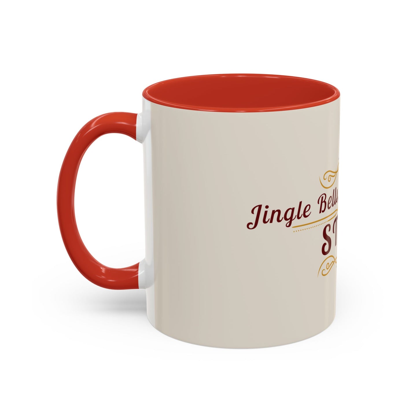 "Jingle Bells... STFU" Holiday Coffee Mug – Funny Christmas Ceramic Cup, Color Accent, Glossy & Durable