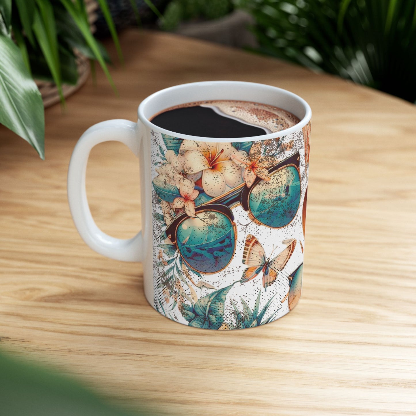🌞 Ceramic Mug (11oz, 15oz) – Custom Grungy Summertime Graphic
