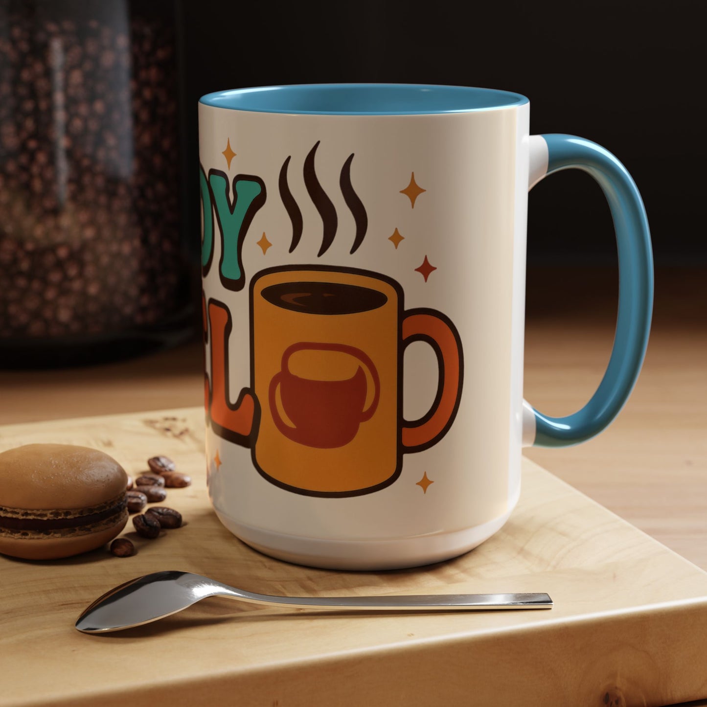 Study Fuel Color Accent Mug (11oz/15oz) – Retro Teacher/Student Coffee Cup • Back to School • Durable Ceramic
