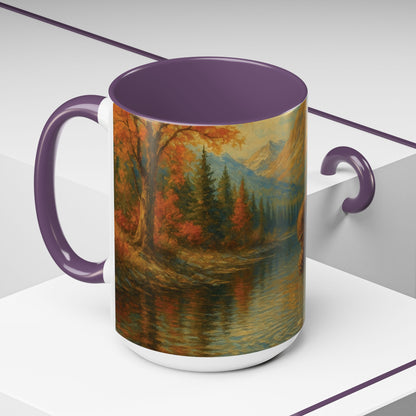 Bigfoot River Scene Mug | Autumn Wilderness Accent Coffee Mug (11oz/15oz)