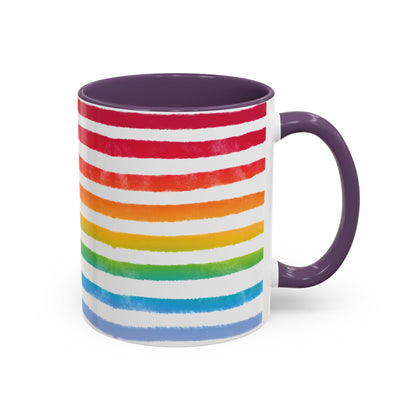 🌈 Bold Rainbow Stripes Pride Mug | 11oz/15oz | Purple Accent