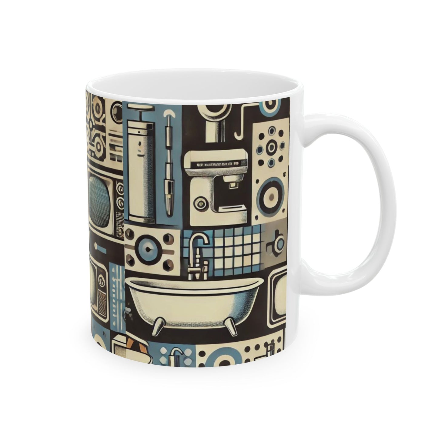 🎨 Minimalist Abstract Retro Revival Custom Coffee Mug – High Quality Gloss Finish – 11oz & 15oz