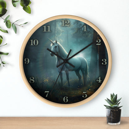 Mystical Unicorn Wall Clock – Enchanted Forest Fantasy 10" Decor
