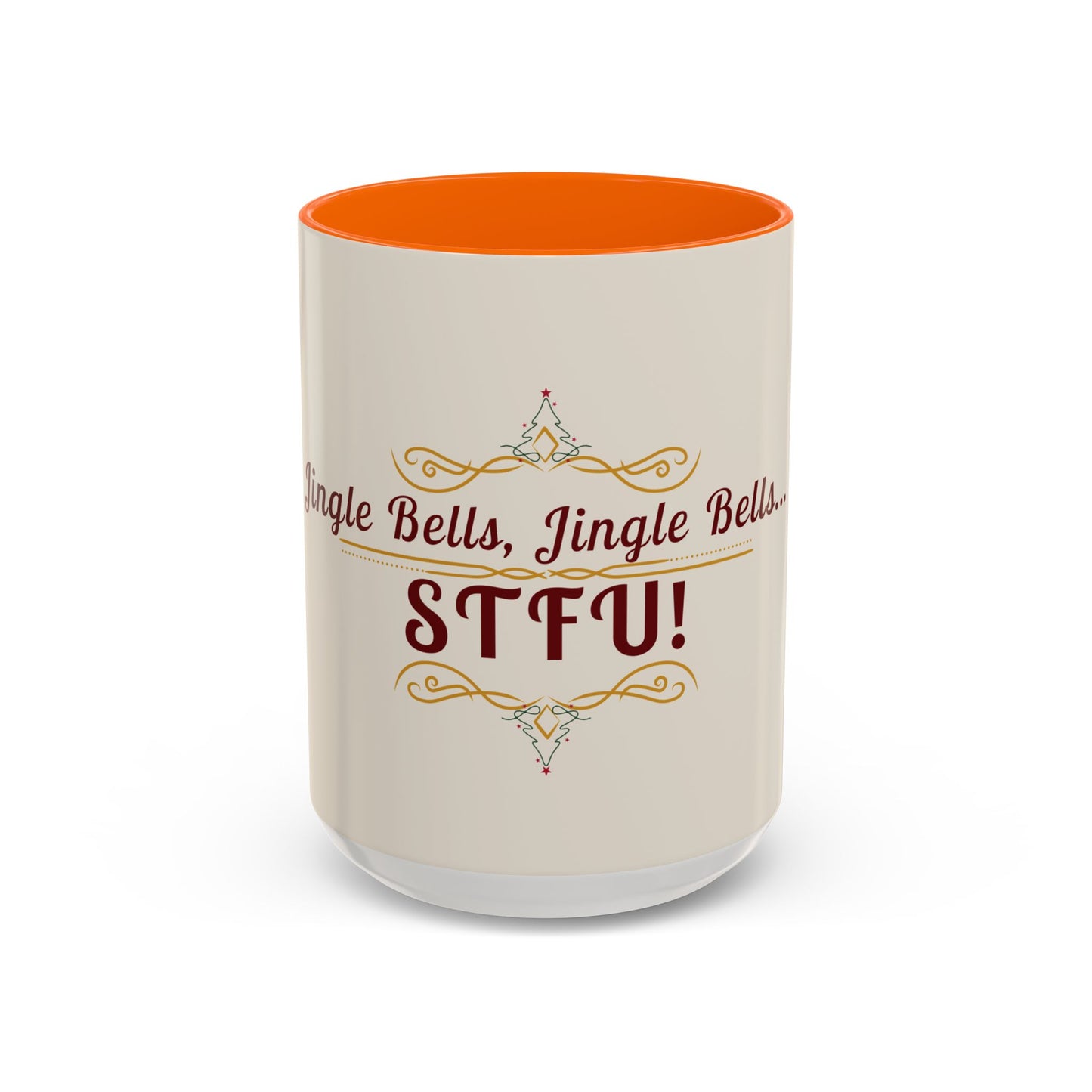"Jingle Bells... STFU" Holiday Coffee Mug – Funny Christmas Ceramic Cup, Color Accent, Glossy & Durable