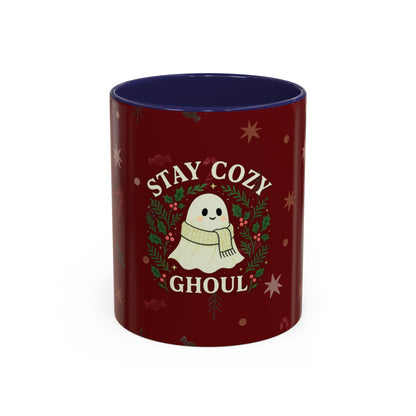 Stay Cozy Ghoul Ghost Holiday Coffee Mug – Funny Cute Christmas Accent Mug