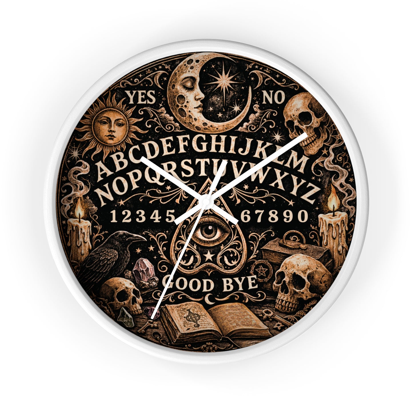 Ouija Board Wall Clock – Gothic Occult Spirit Board 10" Decor