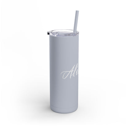 “Alive-ish” Matte Tumbler – 20oz Maars Skinny Tumbler with Straw | Chalk Script Hydration Statement