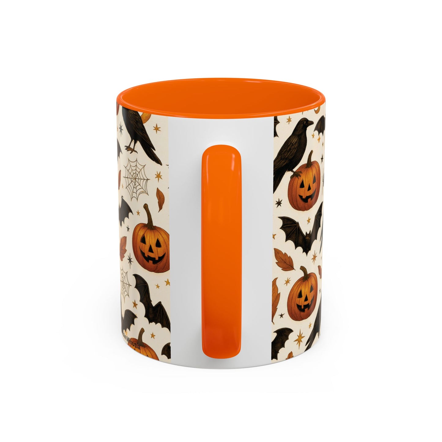 Halloween Raven & Pumpkin Color Accent Mug – Gothic Crow, Bats & Jack-o’-Lantern Coffee Cup (11oz & 15oz) – Spooky Autumn Drinkware
