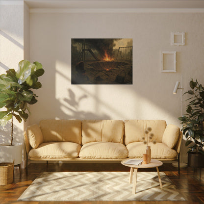 Apocalyptic Playground Canvas Print – Dark Surreal Landscape Wall Art – Post-Apocalyptic Home Décor