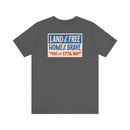 Happy 4th / Land of the Free Tee – Dual-Sided Print – Unisex Bella + Canvas Jersey T-Shirt