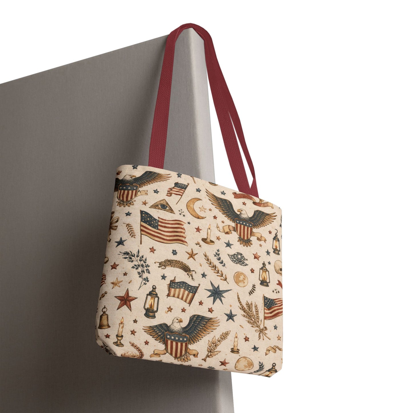 Americana Symbol Styled Canvas Tote Bag