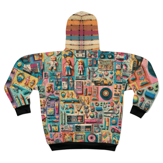 Unisex AOP Hoodie – Retro Toys | Custom Zip Hoodie | Nostalgic Streetwear
