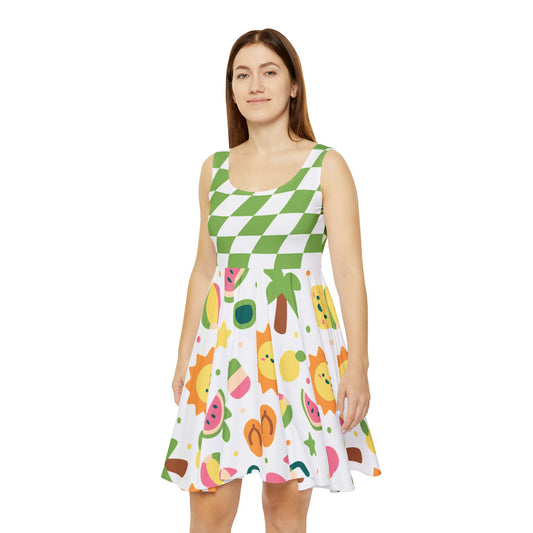 Fruity Summer Festival Skater Dress – Playful Retro Picniccore Skater Dress