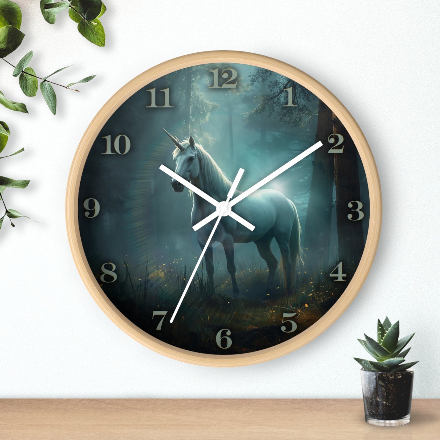 Mystical Unicorn Wall Clock – Enchanted Forest Fantasy 10" Decor