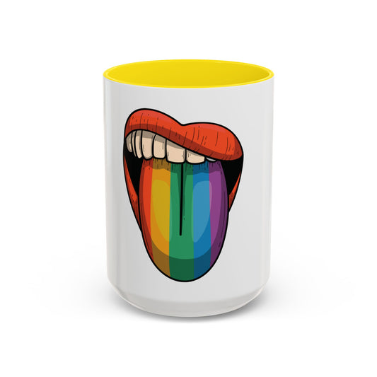 🔥💋 Pride Tongue Ceramic Mug – Rainbow Tongue Vibes 🌈✨