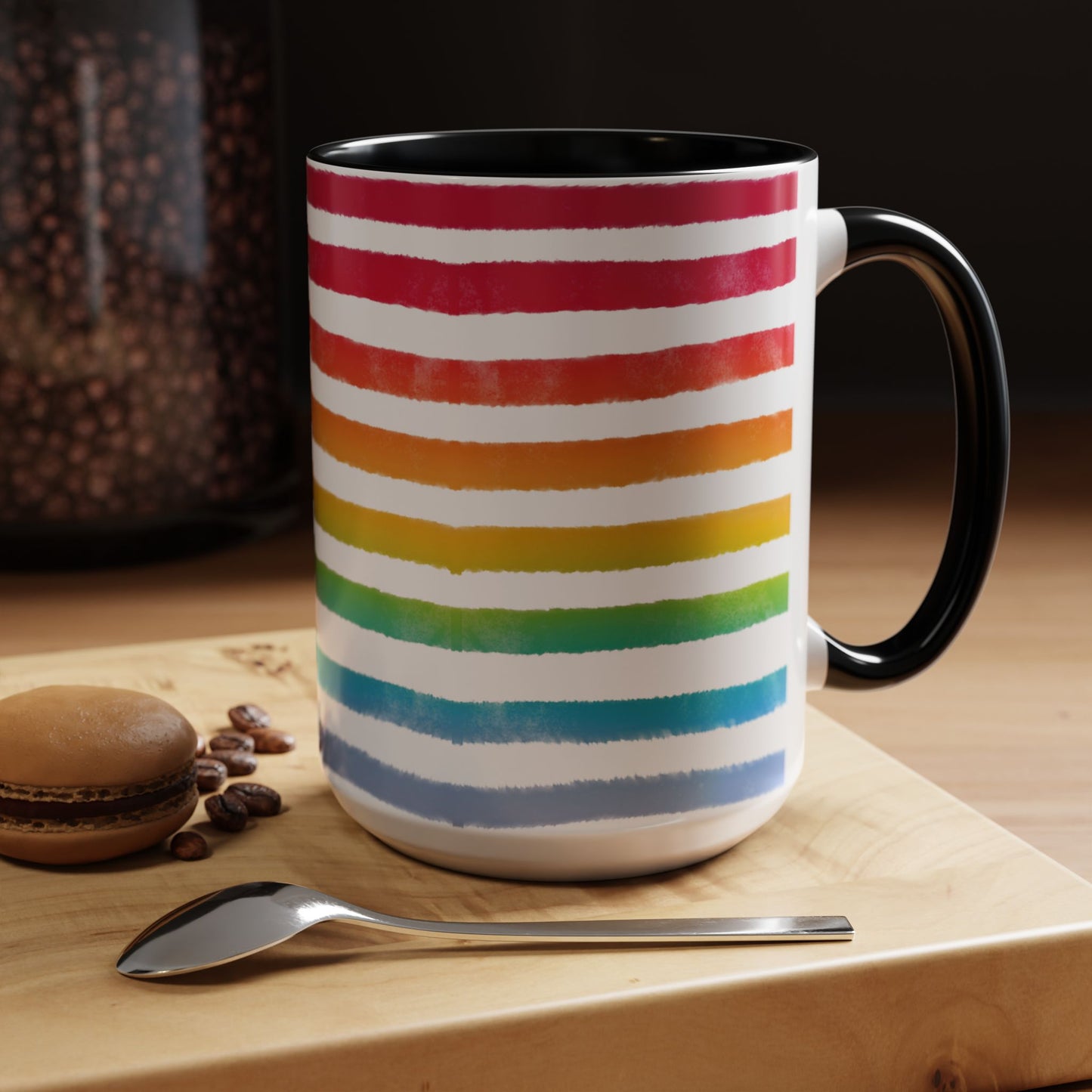 🌈 Bold Rainbow Stripes Pride Mug | 11oz/15oz | Purple Accent
